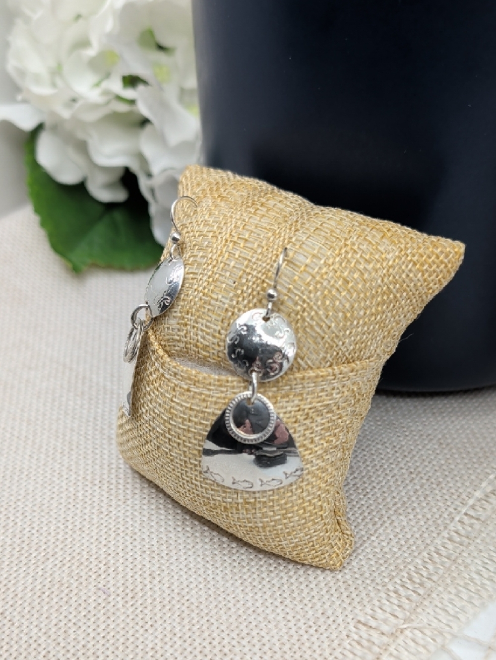 Sterling Silver 925 Fish Drop Earrings Florida Keys Artisan BJH Vintage 1990s - Picture 7 of 17